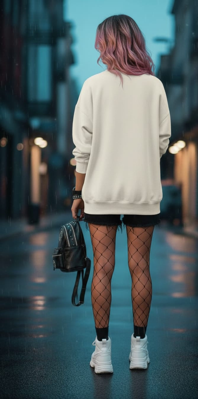 Off white Oversized Sweatshirt – Neon Drip Smiley Print