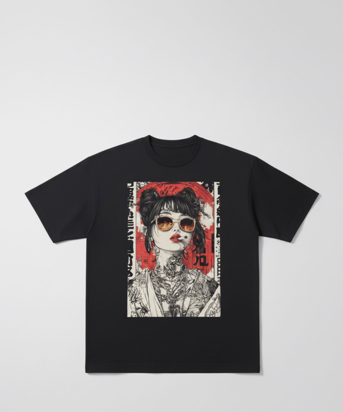 Trendy Oversized Black Graphic T-Shirt