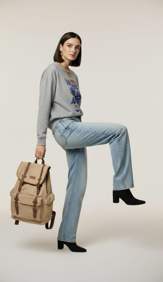 Women’s Grey Graphic Sweatshirt – Oversized Pullover with Dice Print