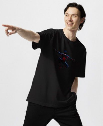 Miles Morales Spiderman Men's Black Graphic T-Shirt | Marvel Apparel