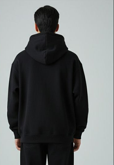 Black Oversized unisex Hoodie with World Map Graphic