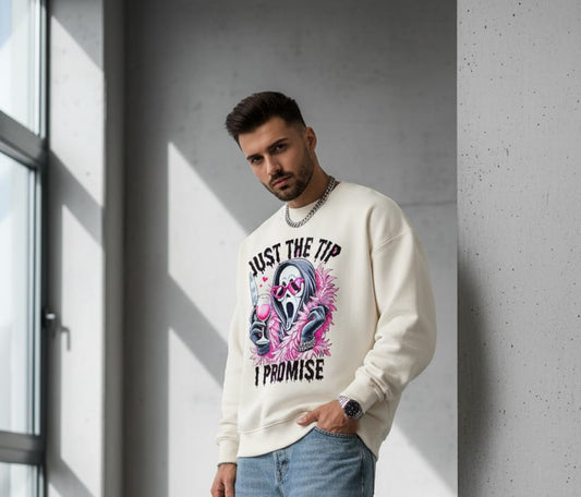 Scream Ghostface 'Just the Tip' White Crewneck Sweatshirt | Unisex, Men's & Women's Fit