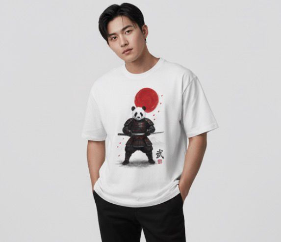Streetwear Oversized T-Shirt - Men's Panda Graphic Tee