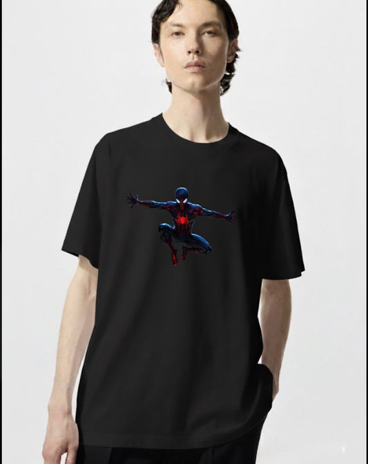 Miles Morales Spiderman Men's Black Graphic T-Shirt | Marvel Apparel
